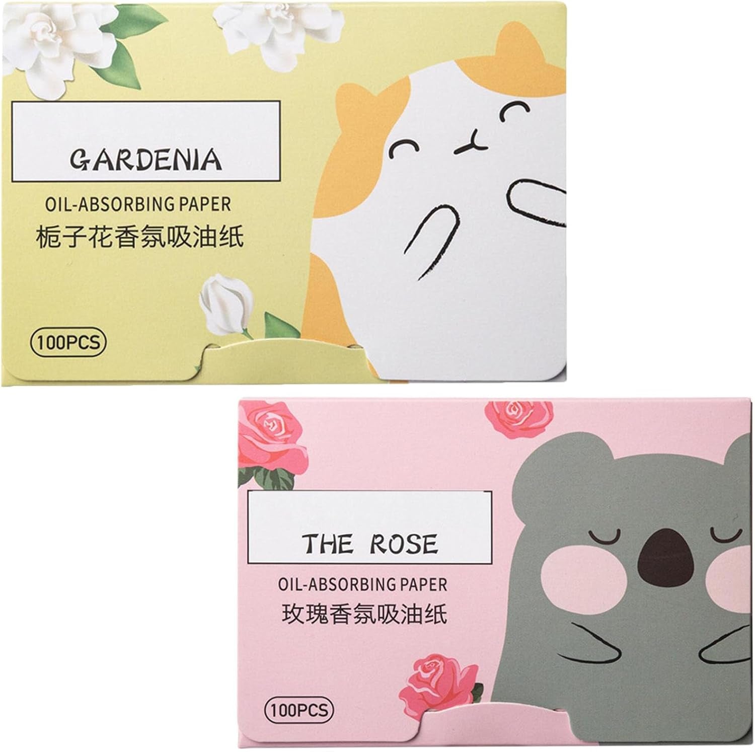 200 Sheets Oil Absorbing Sheets for Face,Oil Blotting Sheets for Face Soft Oil Unisex Blotting Papers,Makeup Blotting Paper Oil Blotting Sheets for Oily Care (Gardenia+Rose)